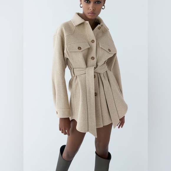 Zara Jackets & Blazers - Zara overshirt shacket with belt